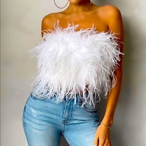 Brand new club L London feather crop top. Size 6